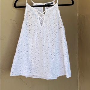 White pattern loose tank top